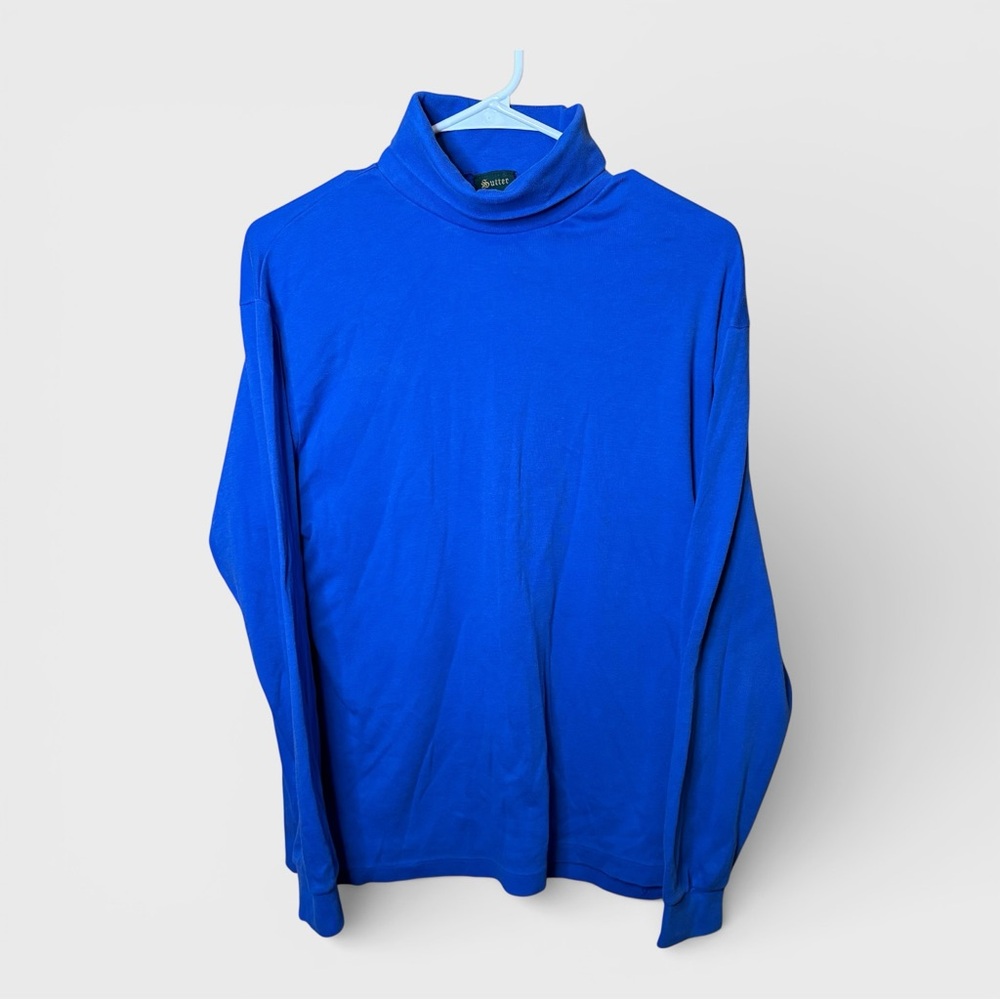 Vintage Sutter & Grant Blue Turtleneck Men’s Large 100% Cotton Made in USA